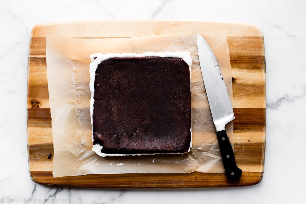 brownie ice cream sandwiches before cutting