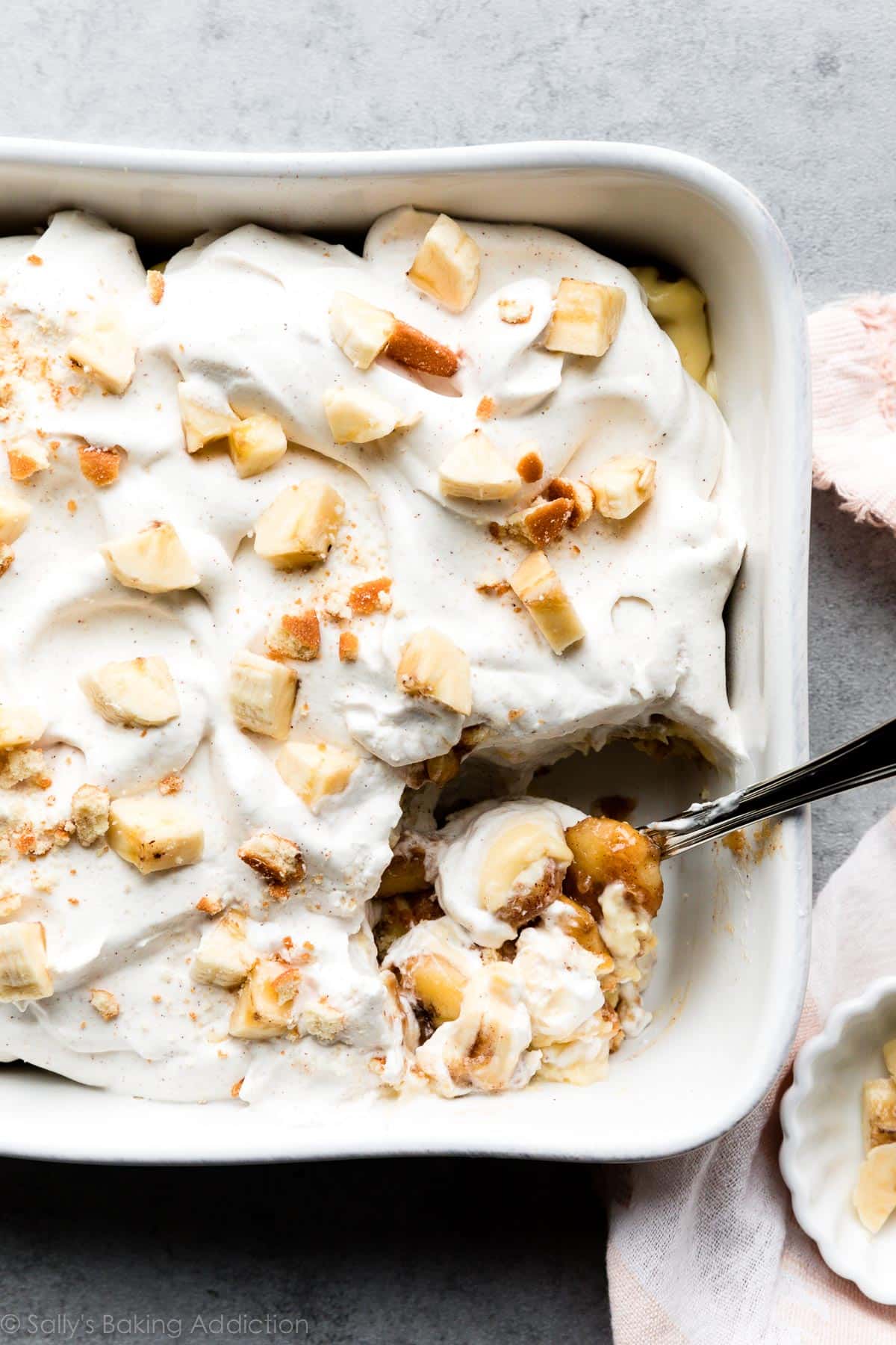 caramelized banana pudding with vanilla wafer cookies