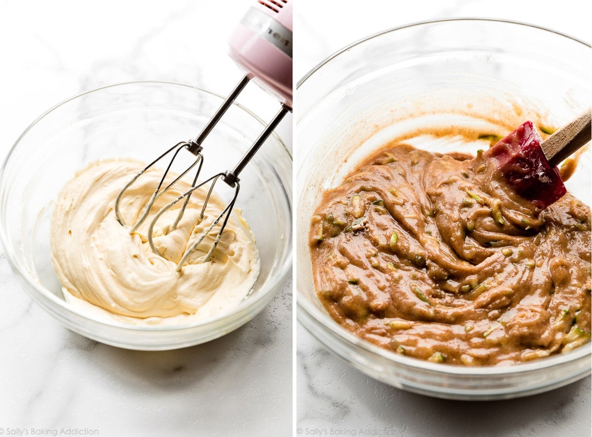 cream cheese and zucchini muffin batter