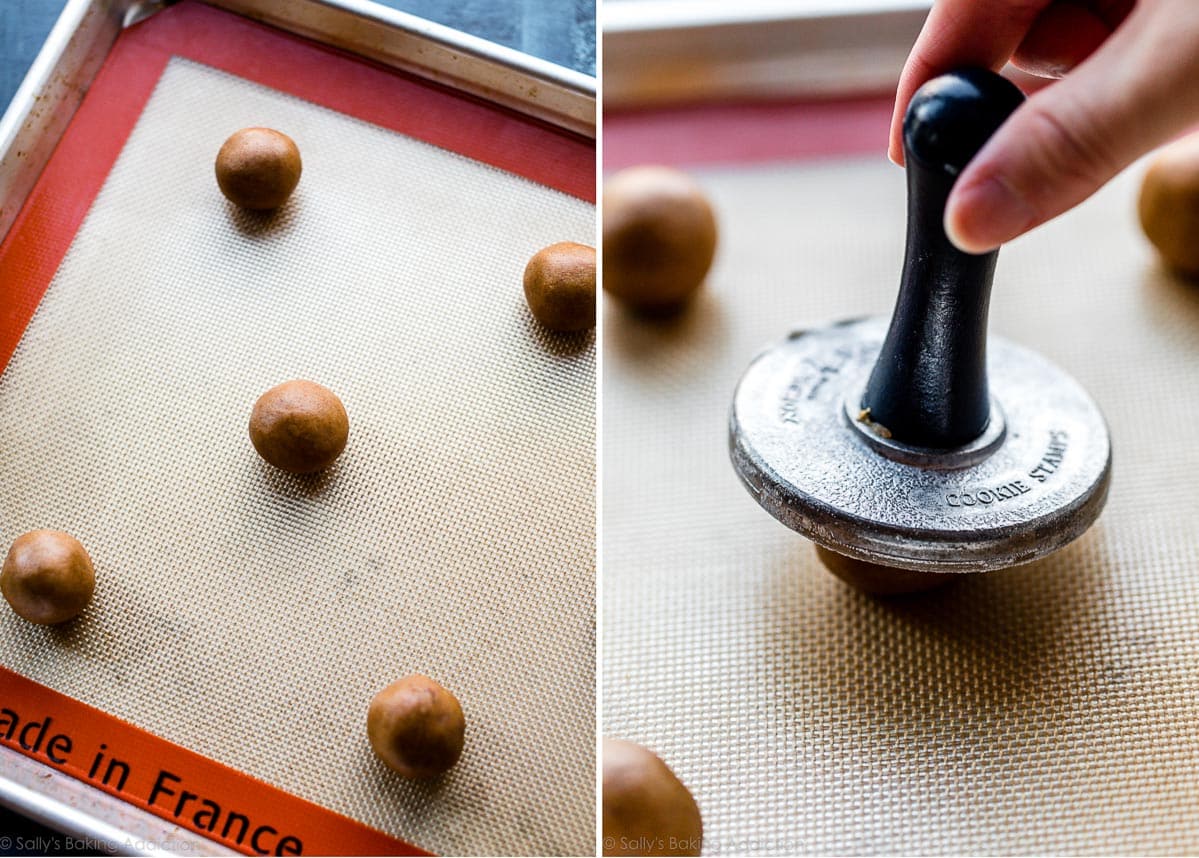 stamping cookie dough balls