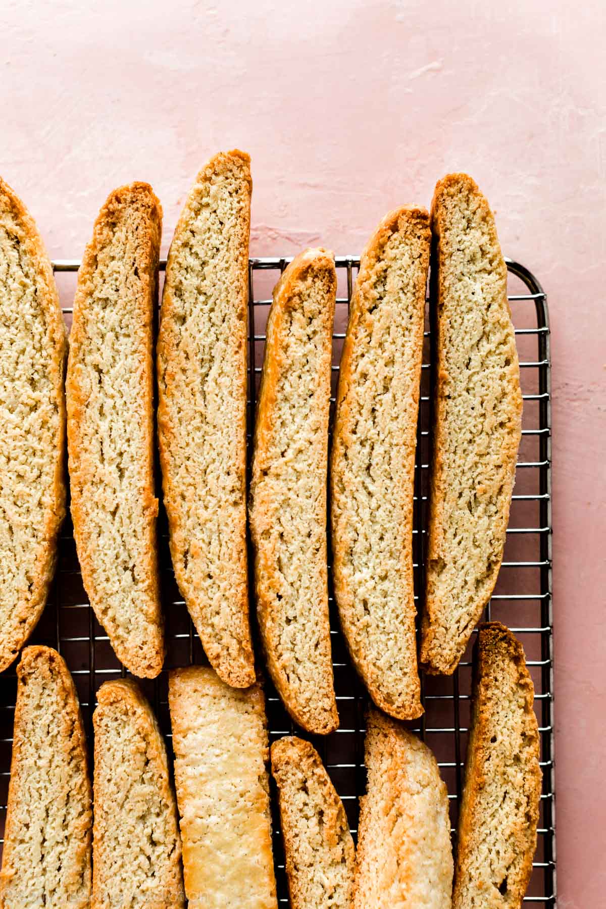 vanilla bean biscotti on cooling rack