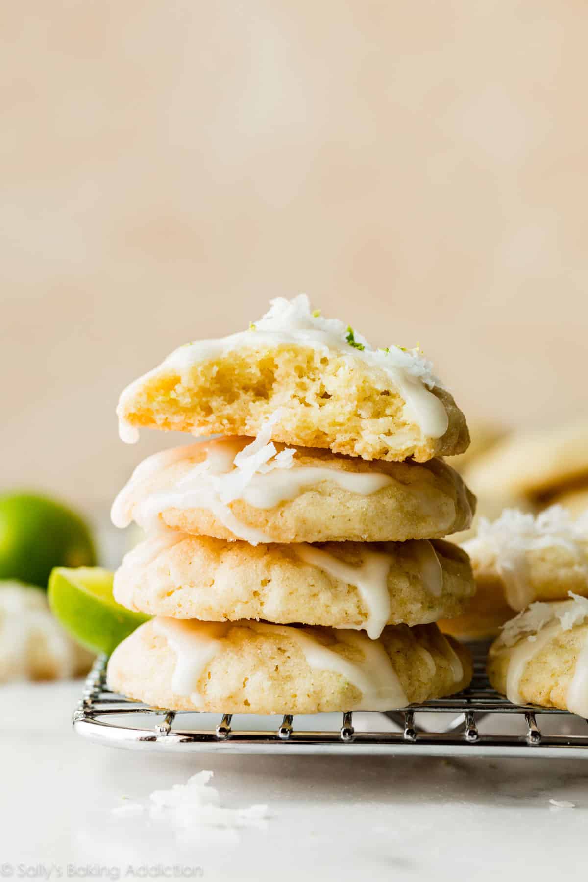 stack of coconut lime cookies