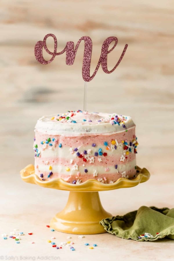 1st banana birthday cake with naturally colored sprinkles