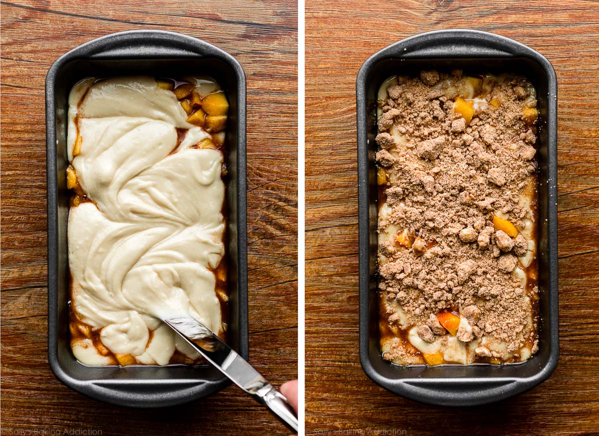peach crumb bread before baking
