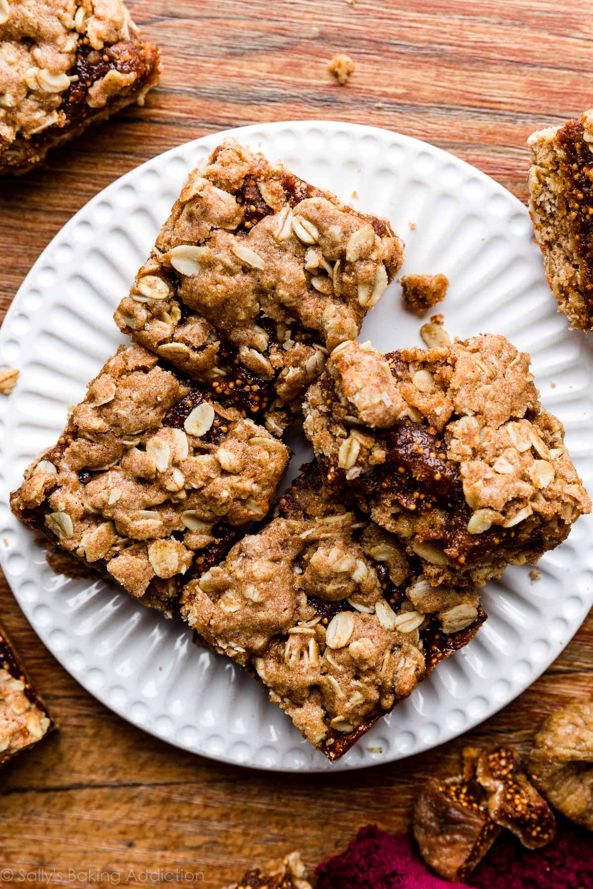 oatmeal fig bars on white plate