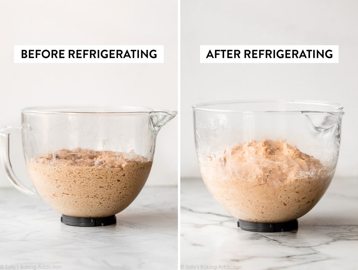 photo showing dough in two different stages