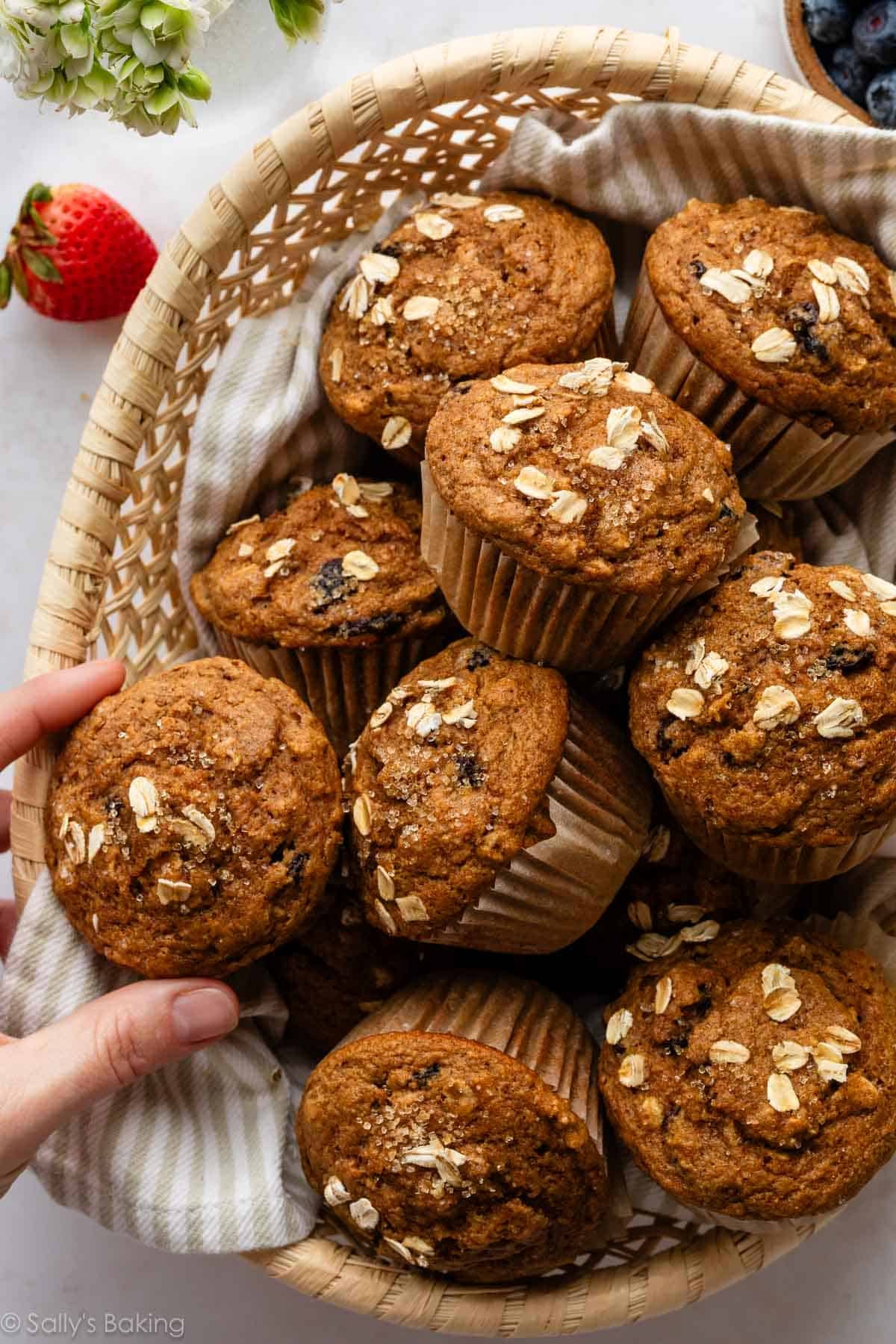 applesauce muffins in basket.