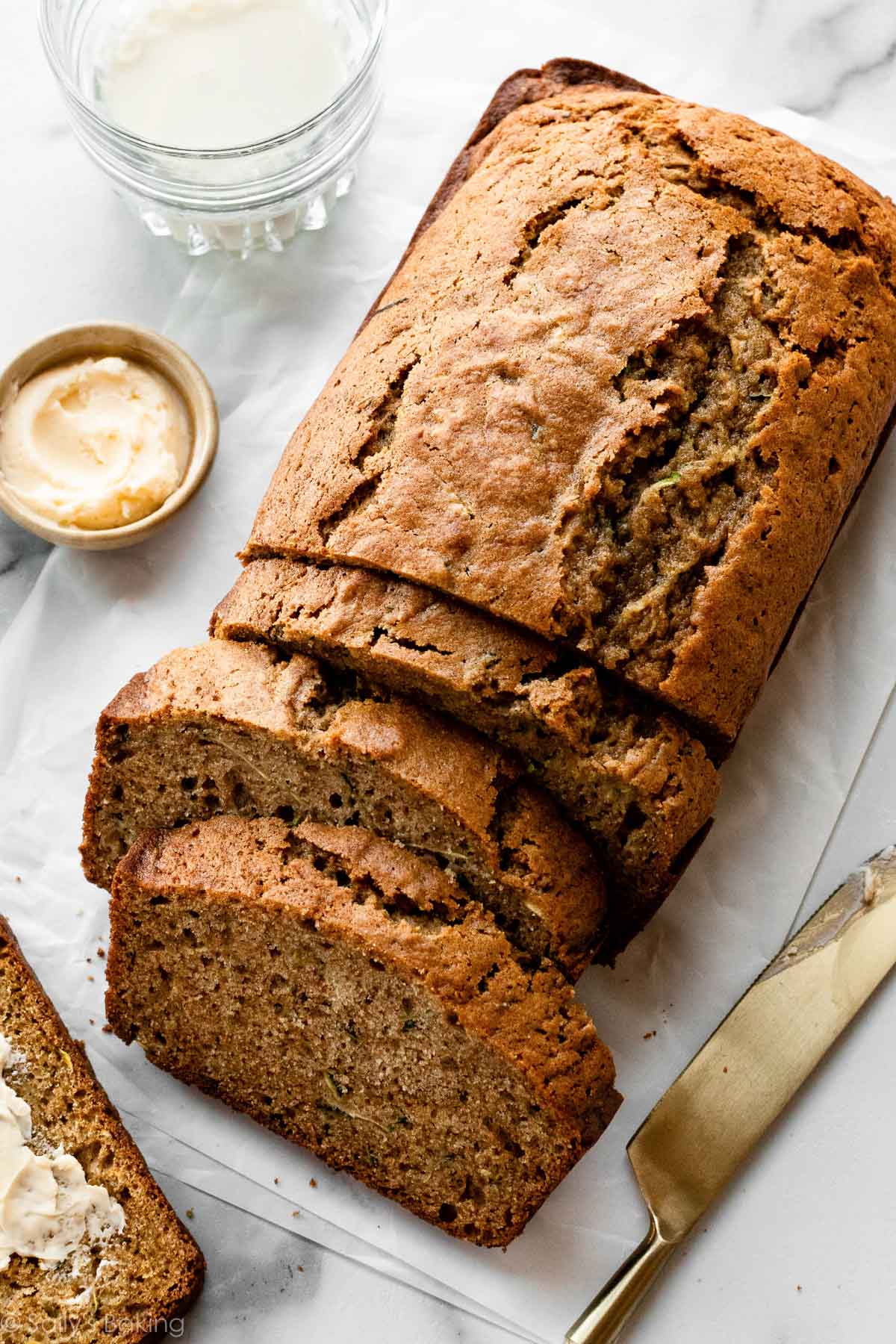 sliced zucchini bread.