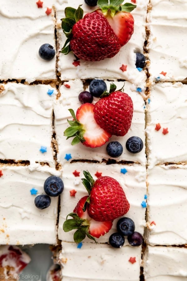 4th of July dessert recipe with whipped cream, star sprinkles, and fresh berries.