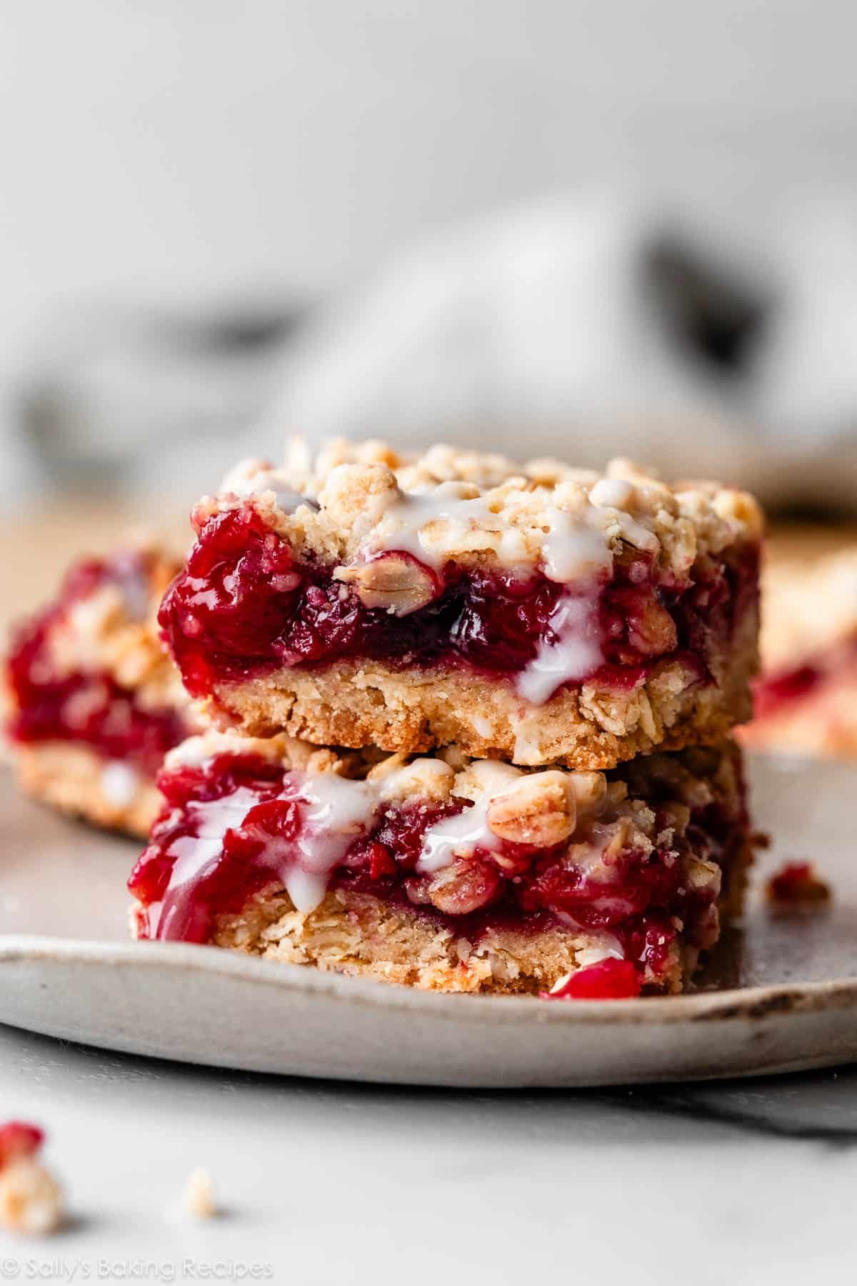 stack of 2 cherry pie bars.