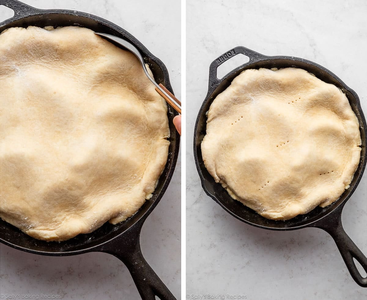 dough in cast iron skillet.