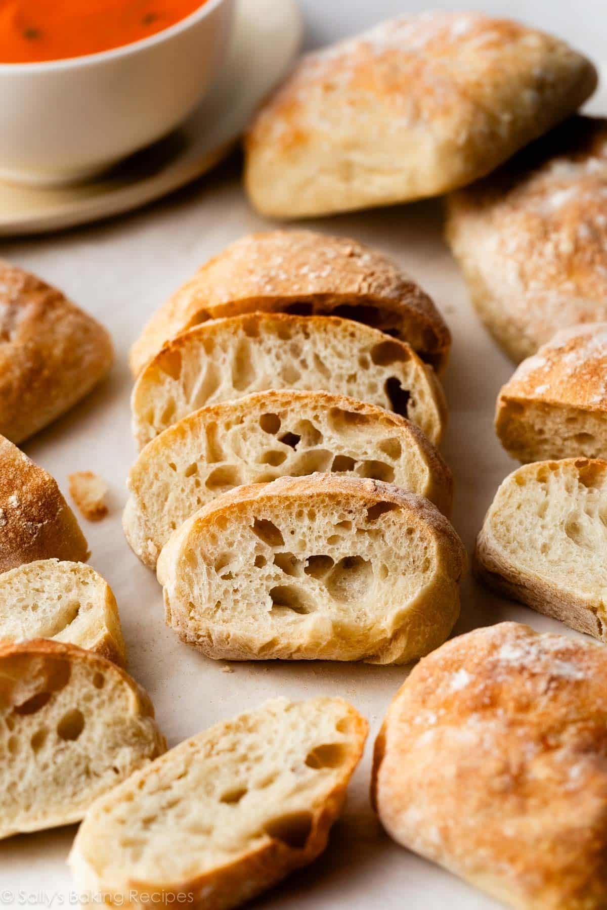 sliced ciabatta bread.