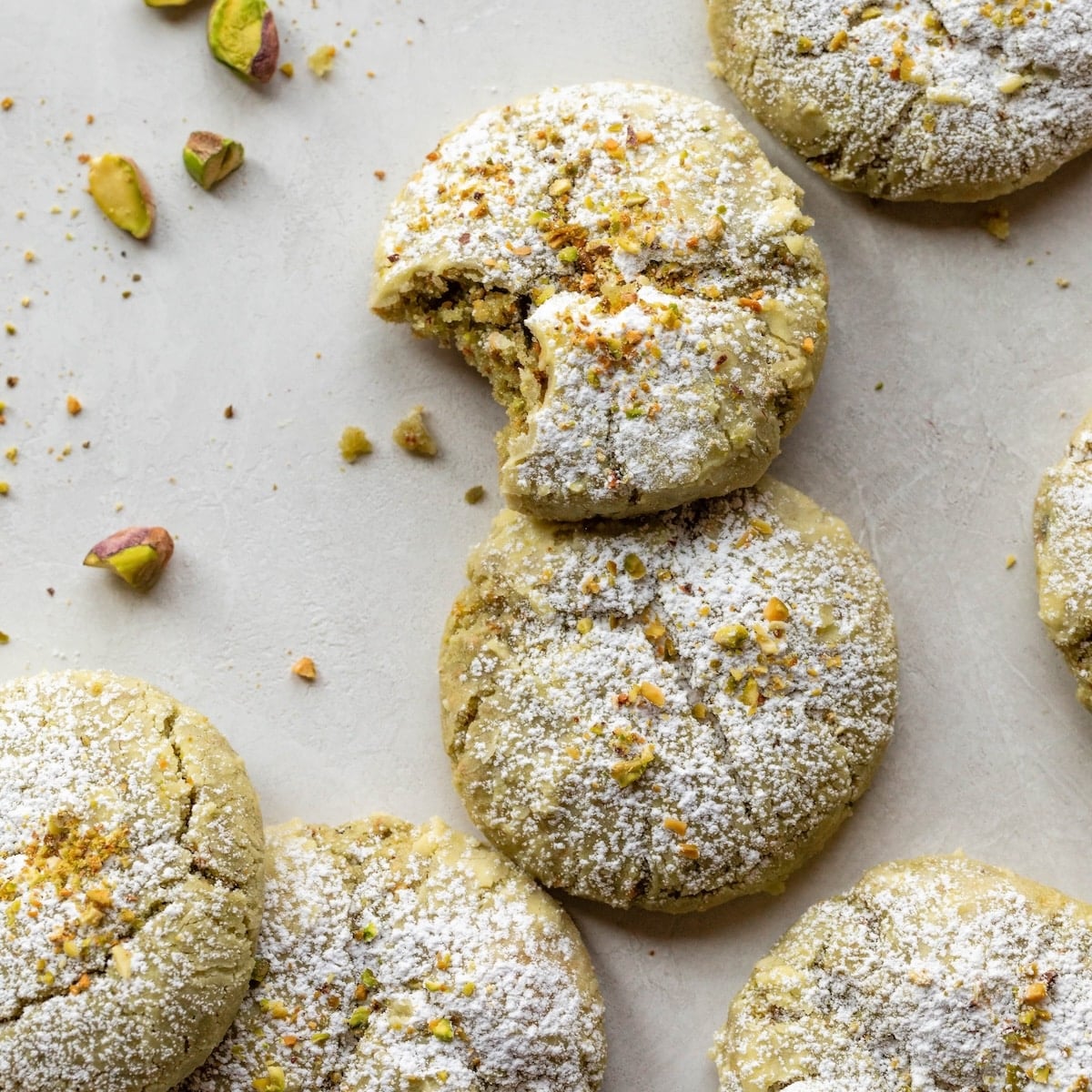 pistachio crinkle cookies