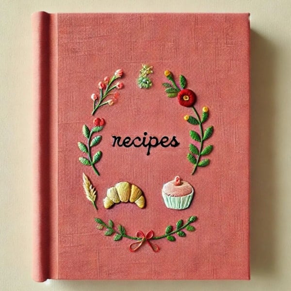 pink recipe book.