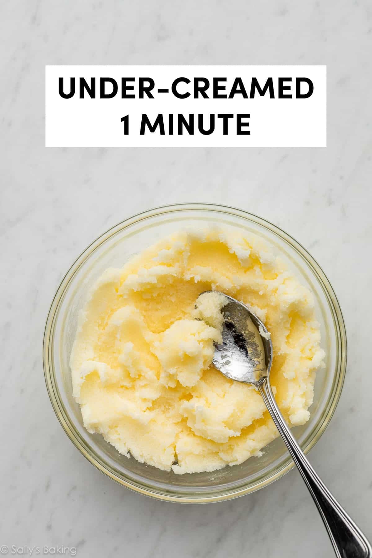 under-creamed butter and sugar in a glass bowl.