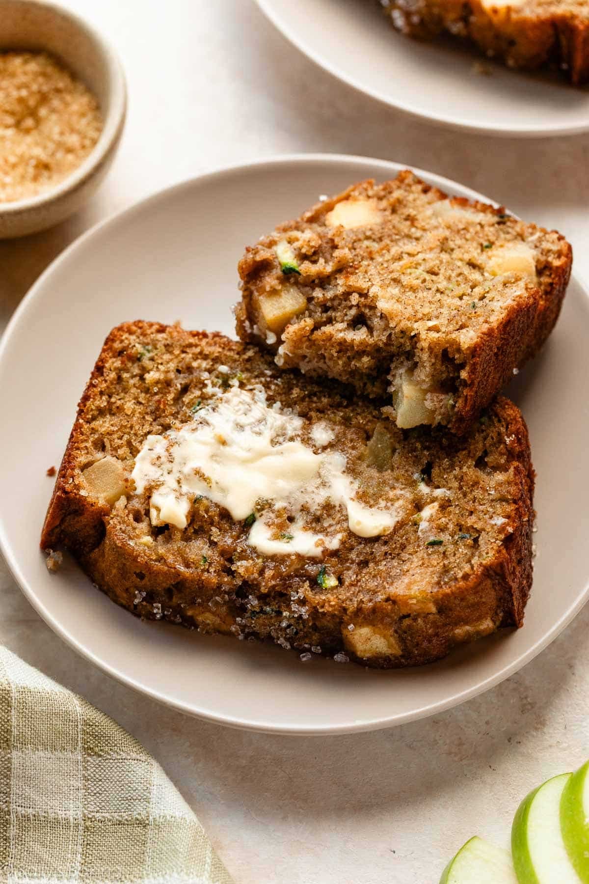 slices of apple zucchini bread.