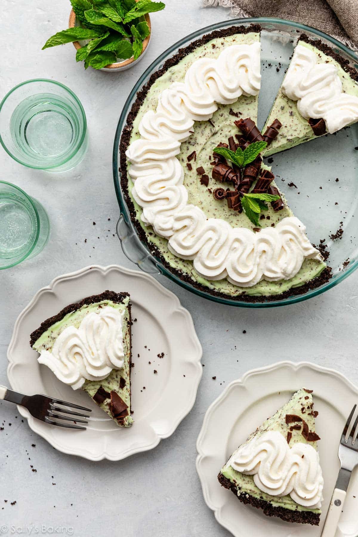 sliced creme de menthe pie.