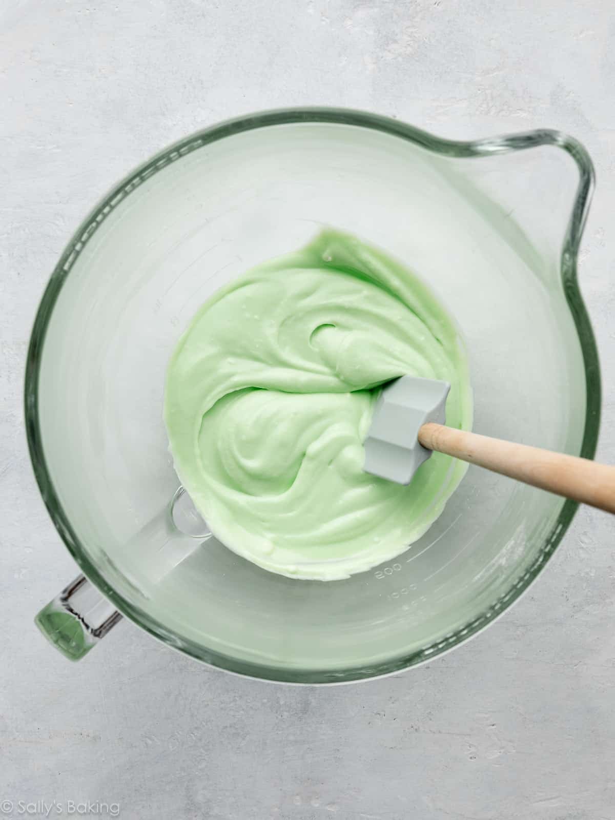 mint filling mixture in glass bowl.