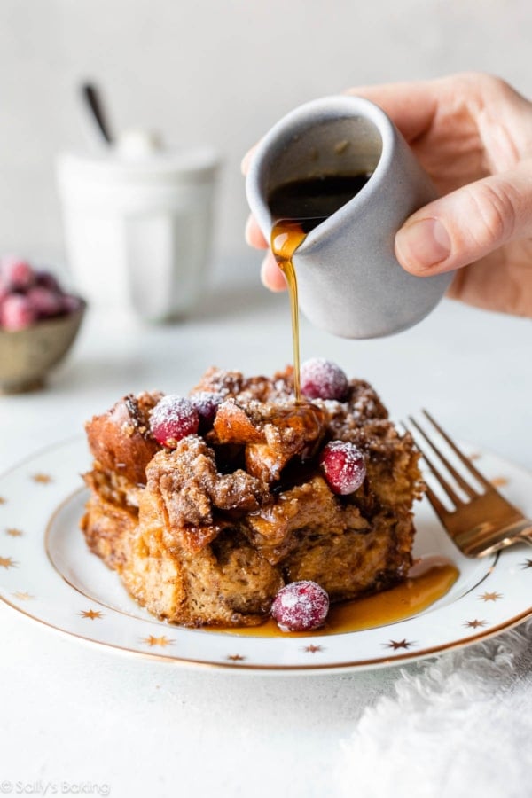 serving of gingerbread french toast casserole.