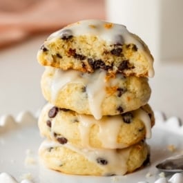 stack of orange chocolate chip ricotta cookies.