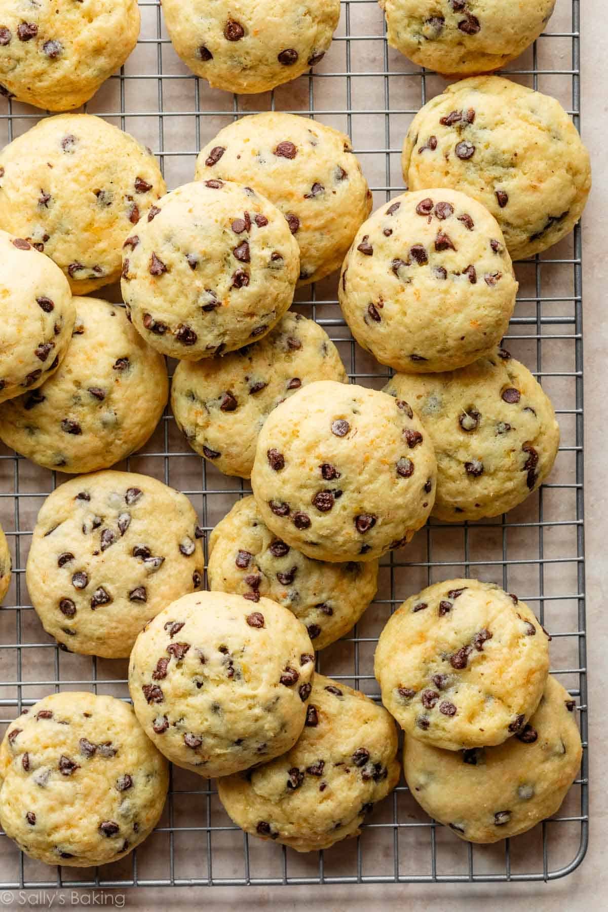 orange ricotta cookies on cooling rack.