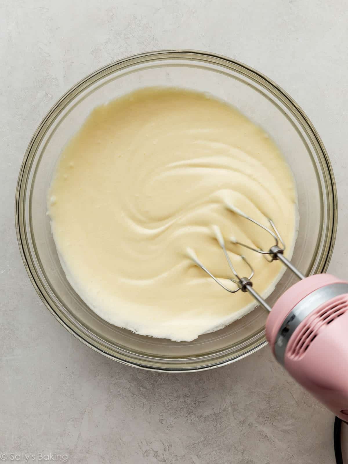 eggs and sugar beaten to the ribbon stage.