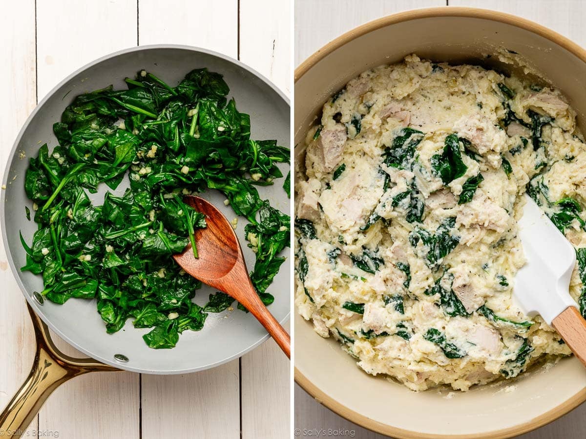 garlicky spinach and cheese mixture.