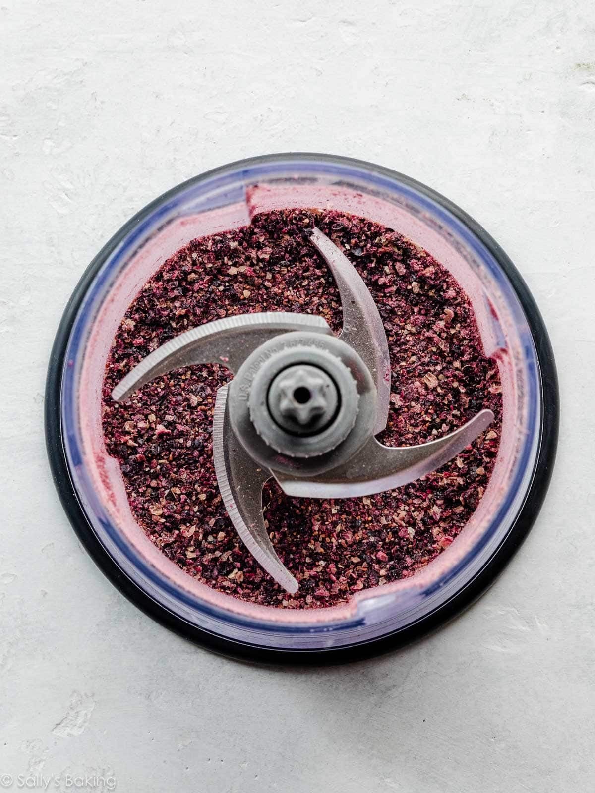 freeze-dried blueberries ground into powder in food processor.